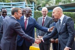 H.E President Macron and UoN Chancellor Prof. Patrick Verkooijen  together with H.E President Ruto