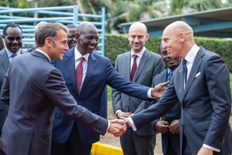 H.E President Macron and UoN Chancellor Prof. Patrick Verkooijen  together with H.E President Ruto